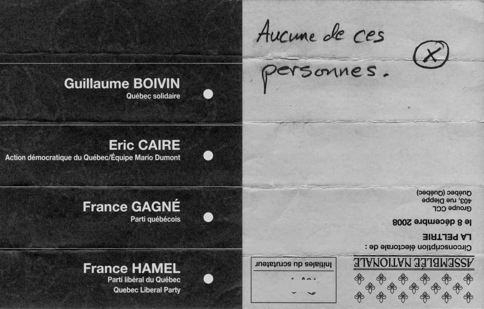 MON vote, Québec, 2008